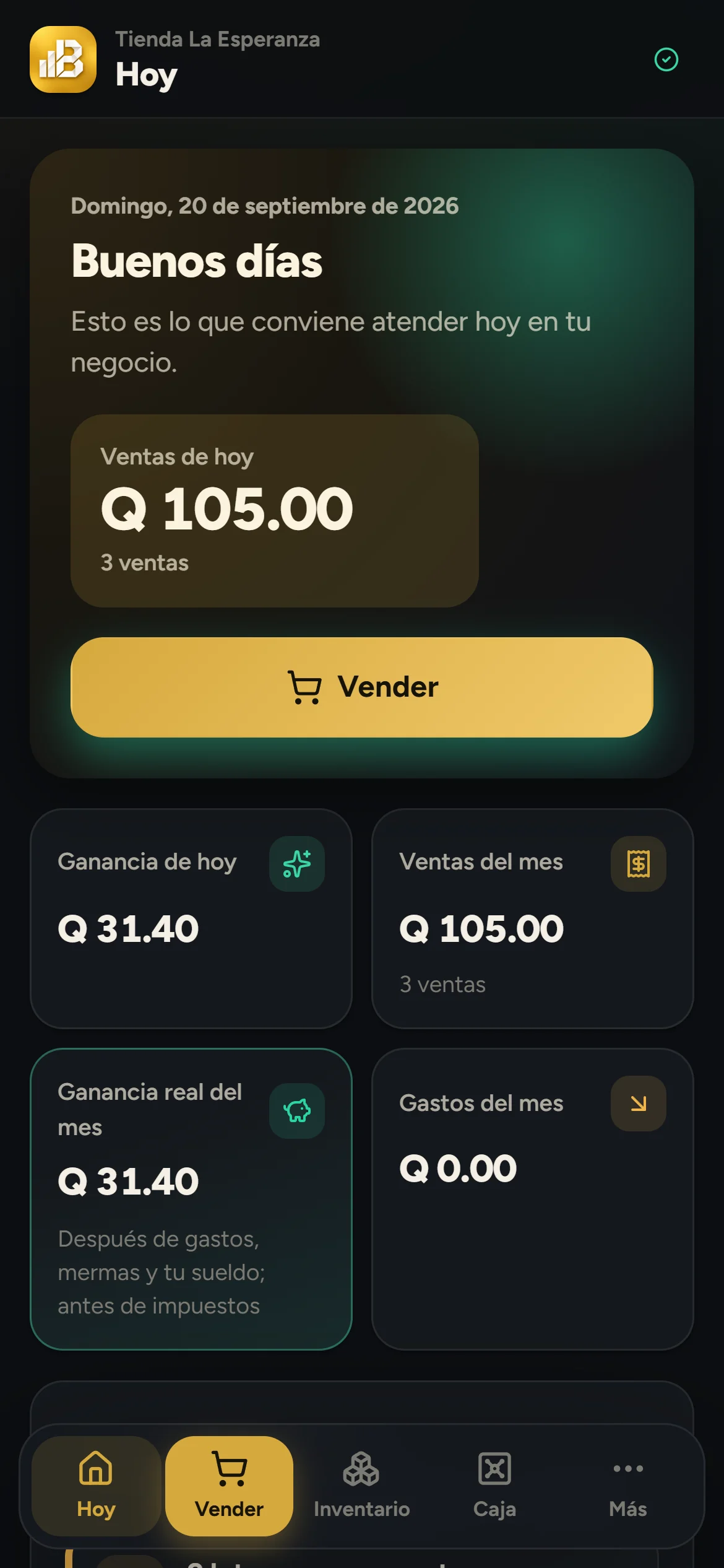 iBalanz Negocios: ventas del día y ganancia real